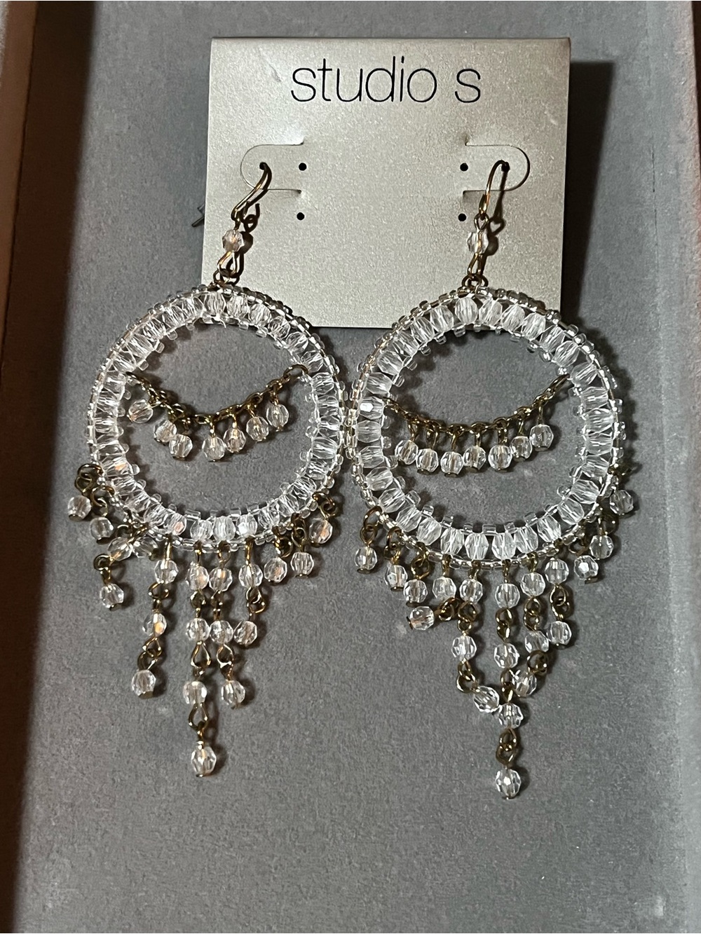 Studio S Clear Crystal Hoop Dangle Earrings